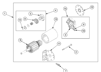 Starter Motor Diagram and Parts List for RZT50 17BA5A7P709-17BA5A7P710-17BA5A7P712 Cub Cadet Lawn Tractor